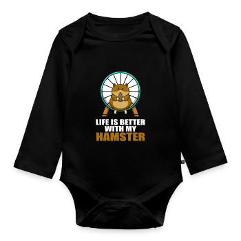 Hamster For Girls Hamster Owner Hamster Lovers - Organic Longsleeve Baby Bodysuit - black - Front