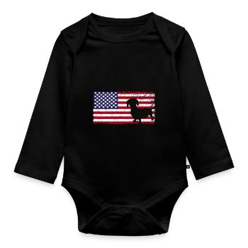 Dachshund Gift Dixie Viennese Doxie Dachshund - Organic Longsleeve Baby Bodysuit - black - Front
