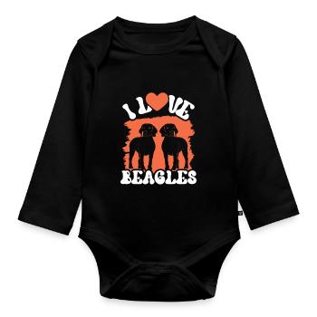 J’adore Beagles lover Beagle chiot chien Beagle - Body Bébé bio manches longues - noir - Devant
