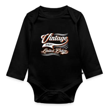 Limited Edition 2021 Vintage - Baby Bio-Langarm-Body - Schwarz - Vorne