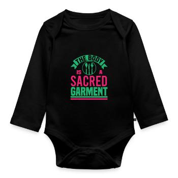 THE BODY IS A SACRED GARMENT - Organic Longsleeve Baby Bodysuit - black - Front