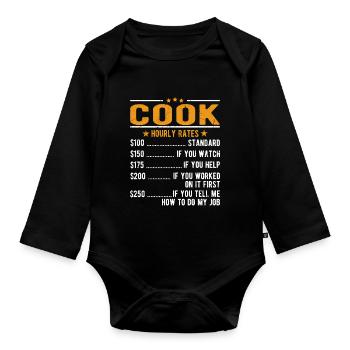 Kochen Stundenlohn - Baby Bio-Langarm-Body - Schwarz - Vorne