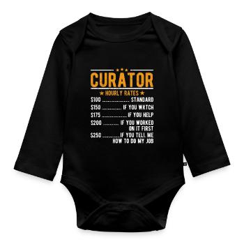 Kurator Stundenlohn - Baby Bio-Langarm-Body - Schwarz - Vorne