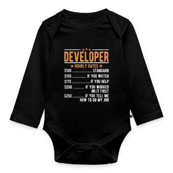 Developer Hourly Wage - Organic Longsleeve Baby Bodysuit - black - Front