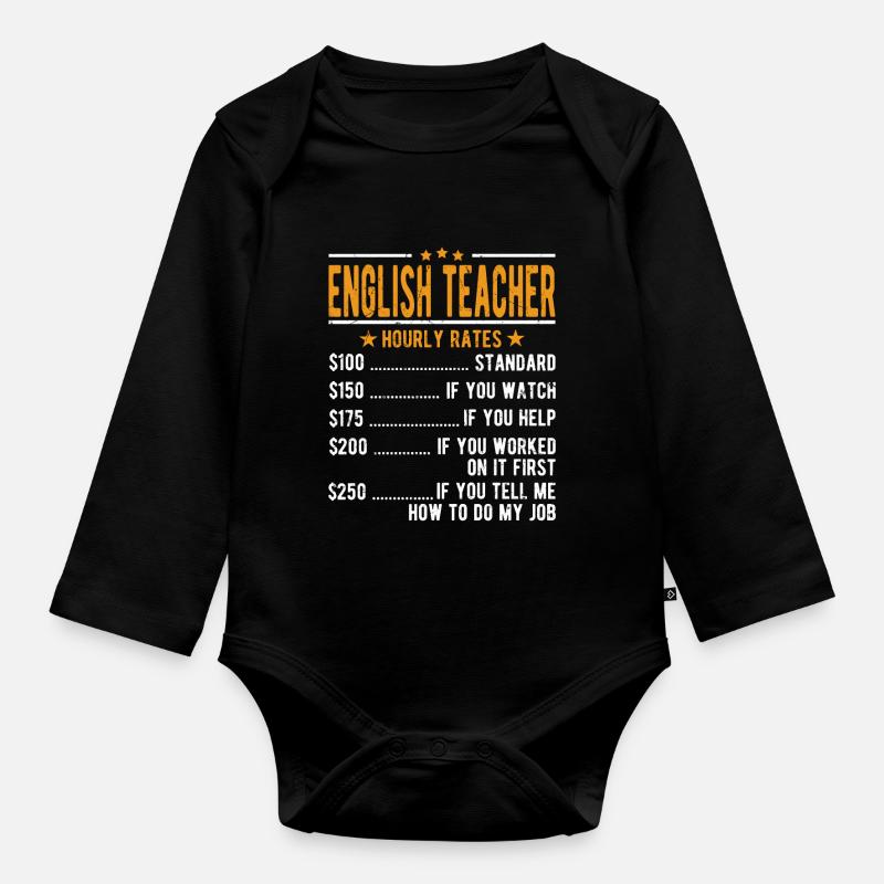 Salaire horaire des professeurs d’anglais - Body Bébé bio manches longues - noir