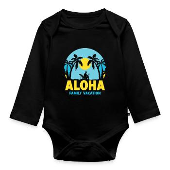 Vacances en famille Aloha Vacances en famille - Body Bébé bio manches longues - noir - Devant