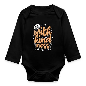 Act with Kindness - Baby Bio-Langarm-Body - Schwarz - Vorne