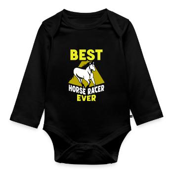 Bester Pferderennen Reiter Aller Zeiten Pferd - Baby Bio-Langarm-Body - Schwarz - Vorne