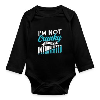 I'm not cranky I'm just an introvert - Organic Longsleeve Baby Bodysuit - black - Front