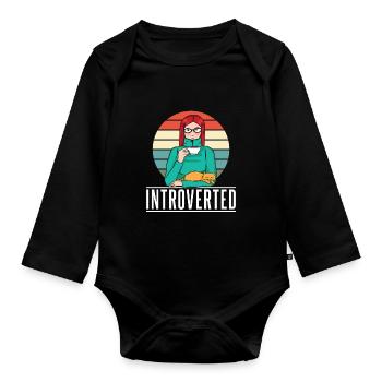 Introvertiert Sarkasmus Introvertierter Schüchtern - Baby Bio-Langarm-Body - Schwarz - Vorne