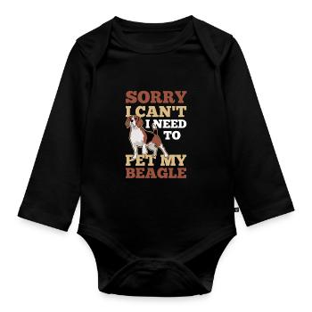 Kann Nicht Ich Muss Meinen Beagle Streicheln Hund - Baby Bio-Langarm-Body - Schwarz - Vorne