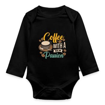 Coffee with Passion - Baby Bio-Langarm-Body - Schwarz - Vorne