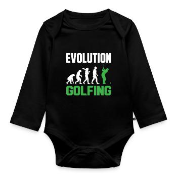 Évolution du golf du singe au golf masculin - Body Bébé bio manches longues - noir - Devant