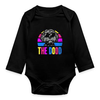 The Dood Doodle Labradoodle Goldendoodle - Organic Longsleeve Baby Bodysuit - black - Front
