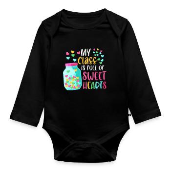 Ma classe est pleine d’école de professeurs de cœurs doux - Body Bébé bio manches longues - noir - Devant