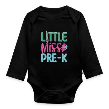 Miss Pre K Kindergarten Vorschule Einschulung - Baby Bio-Langarm-Body - Schwarz - Vorne