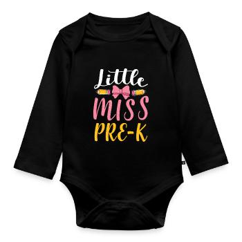 Miss Pre K Kindergarten Vorschule Einschulung - Baby Bio-Langarm-Body - Schwarz - Vorne