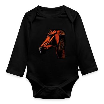Pferd Tier Motiv - Baby Bio-Langarm-Body - Schwarz - Vorne