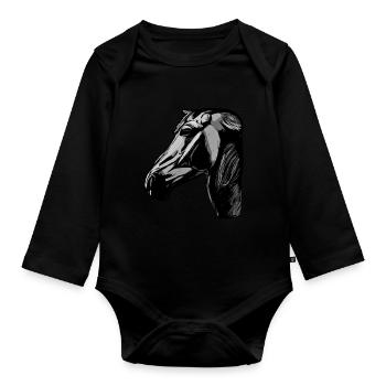 Pferd Tier Motiv - Baby Bio-Langarm-Body - Schwarz - Vorne