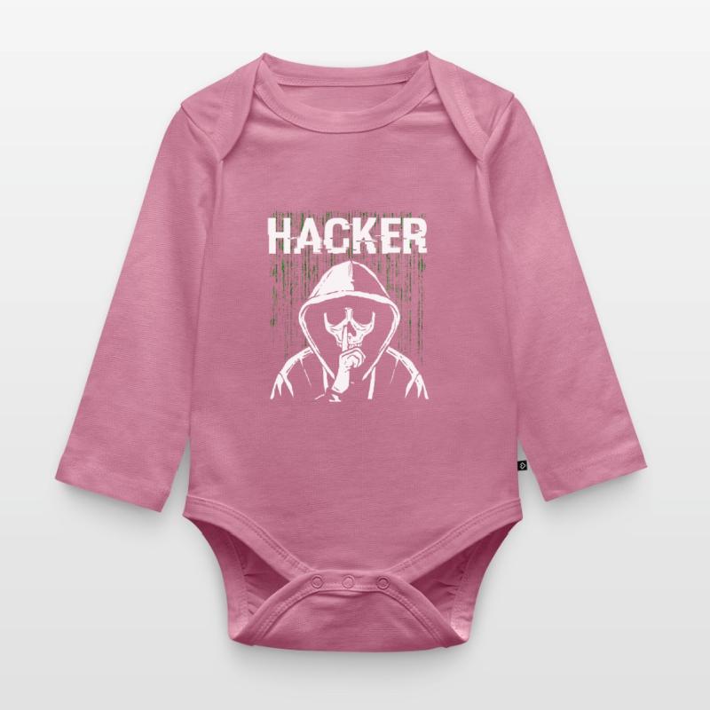 Hacker Skull Hacking Programmation Dark Net Body Bébé bio manches longues