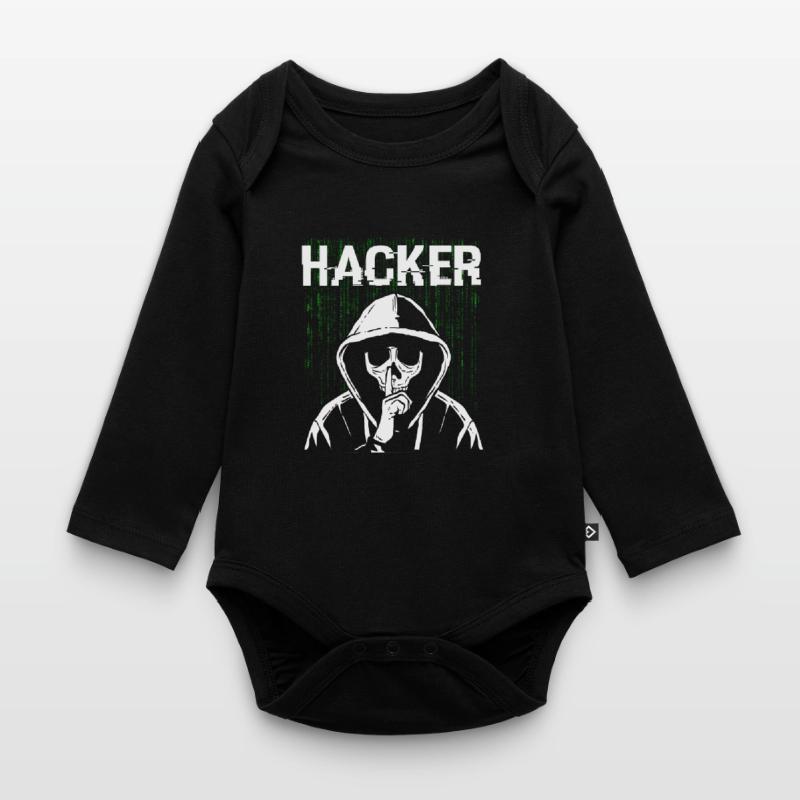 Hacker Skull Hacking Programmation Dark Net Body Bébé bio manches longues