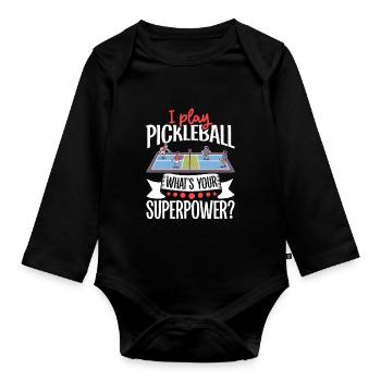Joueur de pickleball Pickleball Paddle Pickleball - Body Bébé bio manches longues - noir - Devant