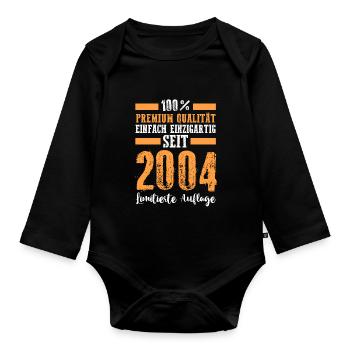 2004 19 Jahre Geburtstag - Baby Bio-Langarm-Body - Schwarz - Vorne