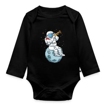 Astronaute trompette pour trompette et musiciens de jazz - Body Bébé bio manches longues - noir - Devant