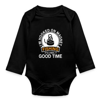 Magnet Fischer gift. - Organic Longsleeve Baby Bodysuit - black - Front