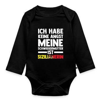Ich habe keine Angst meine Schwiegermutter ist Siz - Baby Bio-Langarm-Body - Schwarz - Vorne