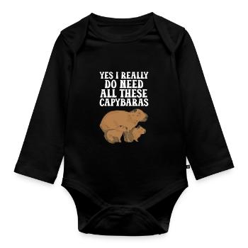 Capybara Animal Rodent Capibara - Organic Longsleeve Baby Bodysuit - black - Front