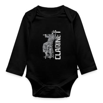 Clarinet Player Orchestra Musicians - Organic Longsleeve Baby Bodysuit - black - Front
