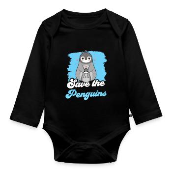 Rettet Die Pinguine Pinguin Süß Liebhaber Tier - Baby Bio-Langarm-Body - Schwarz - Vorne