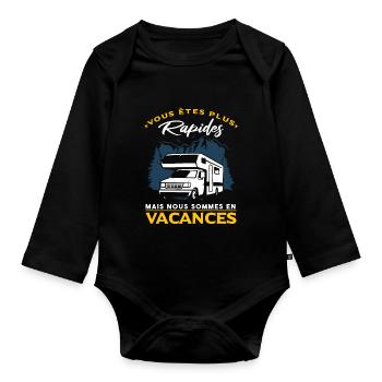 Camping-Car Slogan - Body Bébé bio manches longues - noir - Devant