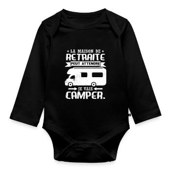 Retraite Camping-Car Humour - Body Bébé bio manches longues - noir - Devant