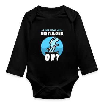 Ich Mag Biathlons Einfach Sehr Biathlon Biathlet - Baby Bio-Langarm-Body - Schwarz - Vorne