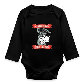 Mes ânes et je ne t’aime pas Ferme mignonne - Body Bébé bio manches longues - noir - Devant