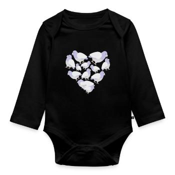 Herz Taube - Baby Bio-Langarm-Body - Schwarz - Vorne