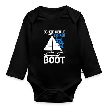 Echte Kerle fahren Boot - Bootsliebhaber Segeln Se - Baby Bio-Langarm-Body - Schwarz - Vorne