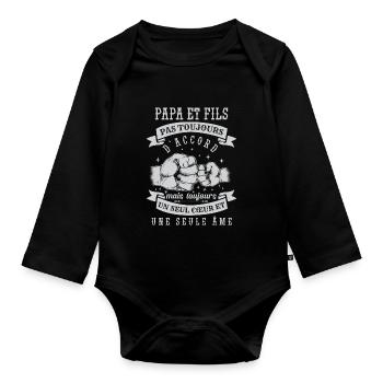 Papa Et Fils - Body Bébé bio manches longues - noir - Devant