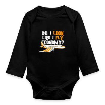 Sehe Ich So Aus, Als Würde Ich Economy First - Baby Bio-Langarm-Body - Schwarz - Vorne