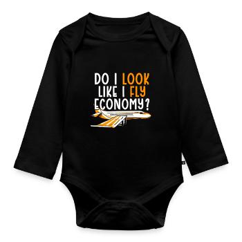 Sehe Ich So Aus, Als Würde Ich Economy First - Baby Bio-Langarm-Body - Schwarz - Vorne