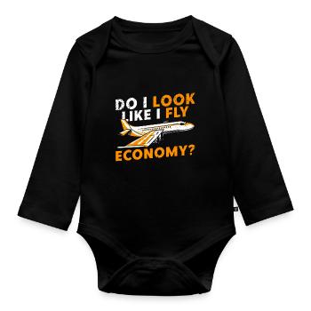 Sehe Ich So Aus, Als Würde Ich Economy First - Baby Bio-Langarm-Body - Schwarz - Vorne