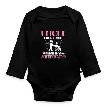 Pflegekraft Engel ohne Flügel Altenpflegerin - Baby Bio-Langarm-Body - Schwarz - Vorne