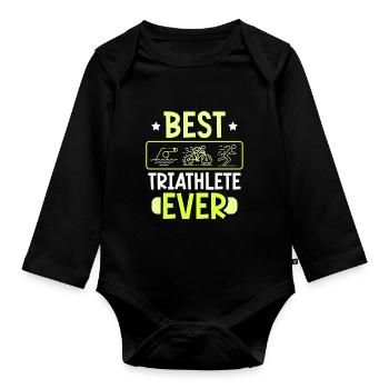 Best Triathlete Ever Triathlon Triathlons - Organic Longsleeve Baby Bodysuit - black - Front