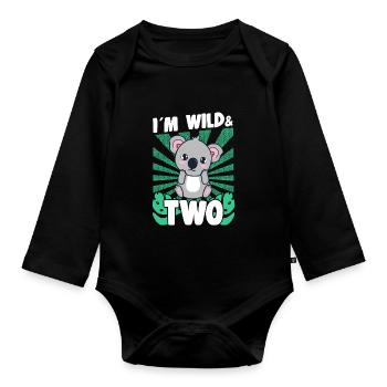 Im Wild & 2 Years Bday Party Gift Birthday Kids - Baby Bio-Langarm-Body - Schwarz - Vorne