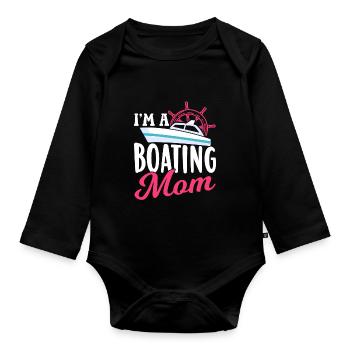 Ich Bin Eine Boot Fahrende Mutter Yacht Bootfahren - Baby Bio-Langarm-Body - Schwarz - Vorne