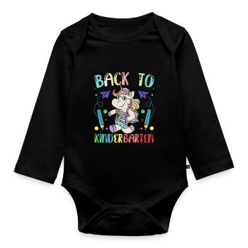 Retour à la maternelle Humour Enfants Doux dictons - Body Bébé bio manches longues - noir - Devant