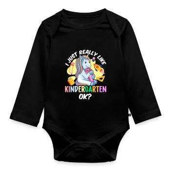 J’aime juste le jardin d’enfants très mignons - Body Bébé bio manches longues - noir - Devant