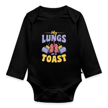 My Lungs Are Toast Lungen Transplantation Kawaii - Baby Bio-Langarm-Body - Schwarz - Vorne
